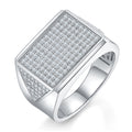 Jewelry wholesale Moissanite  D/VVS1 Iced-Out Square Signet Men’s Ring – 18K White Gold Vermeil on 925 Silver,GRA Certified