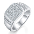 Jewelry wholesale Moissanite D/VVS1 Iced-Out Pavé Cushion‑Top Signet Men’s Ring – 18K White Gold Vermeil on 925 Silver, GRA Certified
