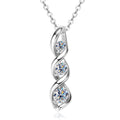 Jewelry wholesale D/VVS1 Round Moissanite Helix Three-Stone Pendant Necklace — 18 K Yellow- or White-Gold Vermeil on 925 Silver, 40 + 5 cm