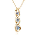 Jewelry wholesale D/VVS1 Round Moissanite Helix Three-Stone Pendant Necklace — 18 K Yellow- or White-Gold Vermeil on 925 Silver, 40 + 5 cm