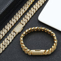 Jewelry wholesale Wholesale 14mm Iced Out Jewelry Set HipHop Cuban Bracelet and Necklace, Chain 7in-24in