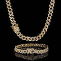 Wholesale 9mm Single Row Cuban Link Cubic Zirconia Jewelry Set Hip Hop Bracelet and Necklace, Chain 7in-24in