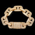 Jewelry wholesale Wholesale Pig Nose Link Cubic Zirconia Hip Hop Bracelet, Chain 8in-9in