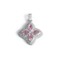 Wholesale Colorful Four Leaf Clover Cubic Zirconia Hip Hop Pendant Necklace, Chain 18in*5mm