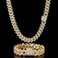 Jewelry wholesale Wholesale Cuban Link Iced Out Cubic Zirconia Jewelry Set HipHop Bracelet and Necklace, Chain 7in-24in
