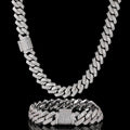 Jewelry wholesale Wholesale Cuban Link Iced Out Cubic Zirconia Jewelry Set HipHop Bracelet and Necklace, Chain 7in-24in