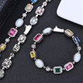 Jewelry wholesale Wholesale Colorful Cubic Zirconia Jewelry Set Trendy Bracelet and Necklace, Chain 7in,8in,9in,16in,18in,20in,22in,24in
