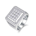 Jewelry wholesale Moissanite D/VVS1 Iced-Out Square Signet Men’s Ring – 18K White Gold Vermeil on 925 Silver, GRA Certified