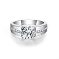 Jewelry wholesale Moissanite 2CT D/VVS1 Round-Cut Pavé Shoulder Solitaire Men’s Ring – 18K White Gold Vermeil on 925 Silver, GRA Certified