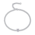 Jewelry wholesale 1.0 ct D/VVS1 Round-Cut Moissanite Curb-Chain Bracelet – 18 K White-Gold Vermeil 925 Silver, 16–21 cm Adjustable