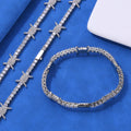 Wholesale Thorn Tennis Chain Cubic Zirconia Jewelry Set Hip Hop Bracelet and Necklace, Chain 7in-24in