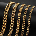 Jewelry wholesale Wholesale Cuban Chain Hip Hop 304 Stainless Steel Chain Necklace, – 18K Gold-Plated , Chain,16in,18in,20in,22in,24in,26in,28in,30in , Waterproof