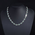Jewelry wholesale Wholesale Jewelry Set Emerald Green Gemstone Cubic Zirconia Hip Hop Bracelet and Necklace, Chain 7in-24in,Waterproof