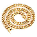 Jewelry wholesale Wholesale Cuban Chain Hip Hop Stainless Steel Chain Necklace - 18K Gold-Plated, Chain 19.69in , 23.62in, Waterproof