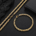 Jewelry wholesale Wholesale Byzantine Chain Jewelry Set Classic 304 Stainless Steel Bracelet and Necklace,Chain 7in-24in,Waterproof