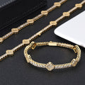 Jewelry wholesale Wholesale Four Leaf Clover Cubic Zirconia Hip Hop Tennis Chain Bracelet and Necklace, 7in-24in