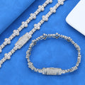 Jewelry wholesale Wholesale Jewelry Set Leaf Link Luxury Chain Cubic Zirconia Hip Hop Bracelet and Necklace, Chain 7in,8in,9in,16in,18in,20in,22in,24in