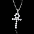 Wholesale Cubic Zircon Hip Hop Cross Pendant Necklace 24in