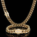 Wholesale Cross Cubic Zircon Hip Hop 304 Stainless Steel Cuban Chain Bracelet and Necklace,Chain 7in-30in,Waterproof