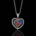 Wholesale hip-hop rotating double-sided heart-shaped photo pendant necklace,24in*3mm