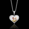 Wholesale Heart Shape Photo Case Pendant Cubic Zirconia Hip Hop Twist Necklace,Chain 24in