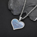 Wholesale Heart Shape Photo Case Pendant Cubic Zirconia Hip Hop Twist Necklace,Chain 24in