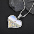 Wholesale Heart Shape Photo Case Pendant Cubic Zirconia Hip Hop Twist Necklace,Chain 24in