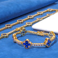 Wholesale Four-Leaf Clover Tennis Chain Cubic Zirconia Jewelry Set Hip Hop Bracelet and Necklace, Chain 7in-24in