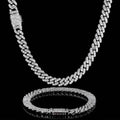 Jewelry wholesale Wholesale 8mm Single Row Cuban Link Cubic Zirconia Jewelry Set Classi Bracelet and Necklace, Chain 7in-24in