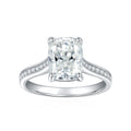 Jewelry wholesale Wholesale Moissanite D/VVS1 Radiant Cut Four-Prong Halo Engagement Ring with Pavé Shoulders – 18K White Gold Vermeil on 925 Silver, GRA Certified