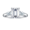 Jewelry wholesale Wholesale Moissanite D/VVS1 Emerald Cut Four-Prong Three-Stone Engagement Ring – 18K White Gold Vermeil on 925 Silver, GRA Certified