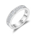 Jewelry wholesale Wholesale Moissanite D/VVS1 Round Cut Bezel-Set Two-Row Pavé Eternity Engagement Ring – 18K White Gold Vermeil on 925 Silver, GRA Certified