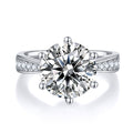 Jewelry wholesale Wholesale Moissanite 3CT D/VVS1 Round Cut Six-Prong Halo Engagement Ring with Pavé Shoulders – 18K White Gold Vermeil on 925 Silver, GRA Certified