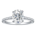 Jewelry wholesale Wholesale Moissanite D/VVS1 Oval Cut Four-Prong Vintage Pavé Engagement Ring – 18K White Gold Vermeil on 925 Silver, GRA Certified