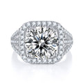 Jewelry wholesale Wholesale Moissanite 5CT D/VVS1 Round Cut Four-Prong Halo Split Shank Engagement Ring – 18K White Gold Vermeil on 925 Silver, GRA Certified