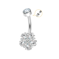 Jewelry wholesale Wholesale G23 Titanium 14G Internal Thread CZ - Flower - Belly Button Rings – (14G) ASTM F-136