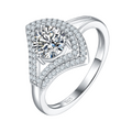 Jewelry wholesale 1.0 ct D/VVS1 Moissanite Ring — Round-Cut Solitaire Design, 18 K White-Gold Vermeil on Solid 925 Silver
