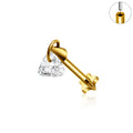 Jewelry wholesale Wholesale G23 Titanium 18G Push in CZ Trillion Dangle Ear Flat Back Stud Helix and Tragus