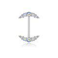 Jewelry wholesale Wholesale G23 Titanium 14G Internal Thread Five CZ Arc with Beads Style-Barbell Nipple
