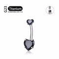 Jewelry wholesale Wholesale G23 Titanium 14G Internally Thread CZ Heart-Belly Button Rings