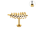 Jewelry wholesale Wholesale G23 Titanium 16G Internally Thread Fern Leaf-Flat Back Stud Helix and Tragus