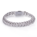 Jewelry wholesale 6 – 14 mm D/VVS1 Round-Cut Moissanite Cuban Link Bracelet – 18 K White-Gold Vermeil 925 Silver, 7 – 9 in, Micro-Pavé Hand-Set