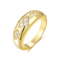 Jewelry wholesale Wholesale Moissanite D/VVS1 Floral Dome Band Ring – 925 Sterling Silver with 18K Yellow Gold Vermeil, GRA Certified