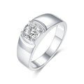 Jewelry wholesale Moissanite 1CT D/VVS 1 Round-Cut Solitaire Men’s Ring – 18K White Gold Vermeil on 925 Silver，GRA Certified