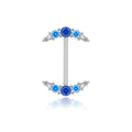 Jewelry wholesale Wholesale G23 Titanium 14G Internal Thread Five CZ Arc with Beads Style-Barbell Nipple