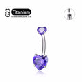 Jewelry wholesale Wholesale G23 Titanium 14G Internally Thread CZ Heart-Belly Button Rings
