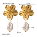 Wholesale Pearl Flower Minimalist High-End 304 Stainless Steel Stud Earrings & Adjustable Open Ring Set, Waterproof