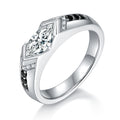 Jewelry wholesale Moissanite 1CT D/VVS1 Marquise-Cut Pavé Shoulder Solitaire Men’s Ring – 18K White Gold Vermeil on 925 Silver, GRA Certified
