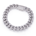 Jewelry wholesale 6 – 14 mm D/VVS1 Round-Cut Moissanite Cuban Link Bracelet – 18 K White-Gold Vermeil 925 Silver, 7 – 9 in, Micro-Pavé Hand-Set