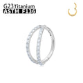 Jewelry wholesale Wholesale G23 Titanium 16G Clicker Hoop CZ Fully Paved Double Cross-Ear/Nose Ring